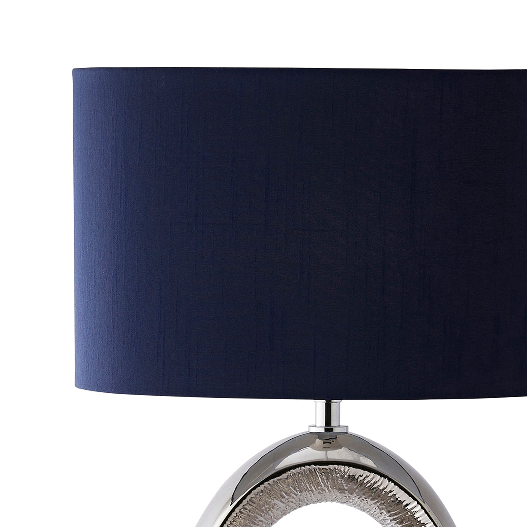 Pagazzi Dott Chrome Ceramic Table Lamp with Blue Shade