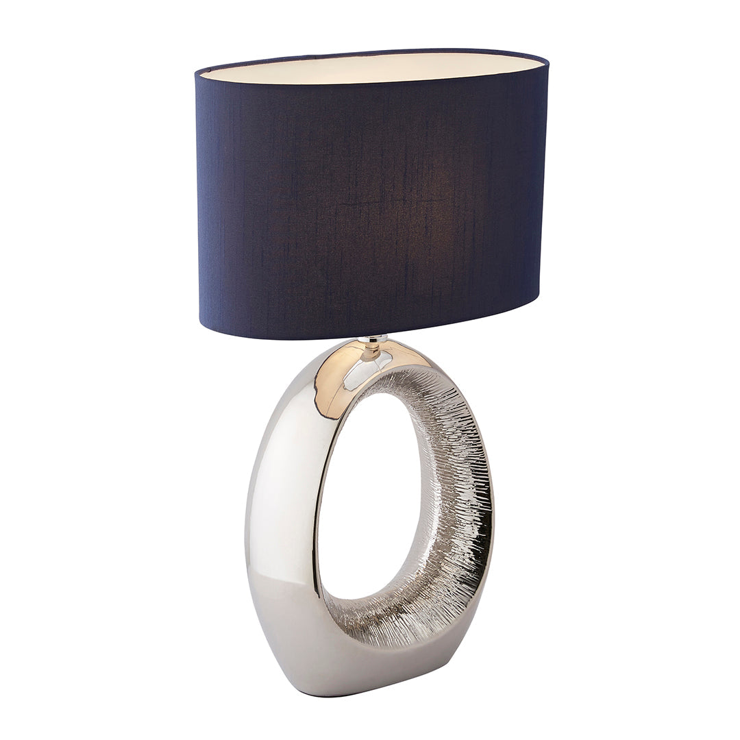 Pagazzi Dott Chrome Ceramic Table Lamp with Blue Shade