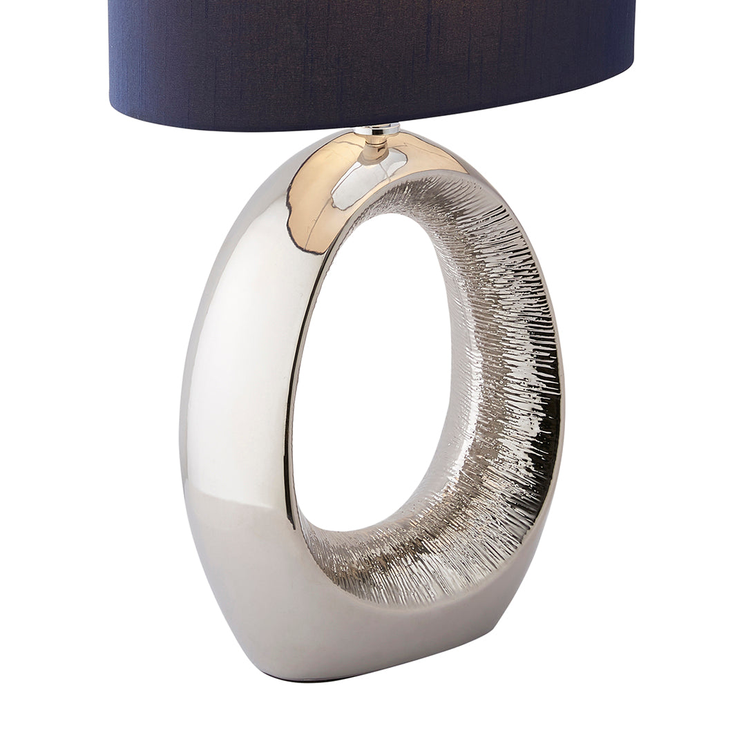 Pagazzi Dott Chrome Ceramic Table Lamp with Blue Shade