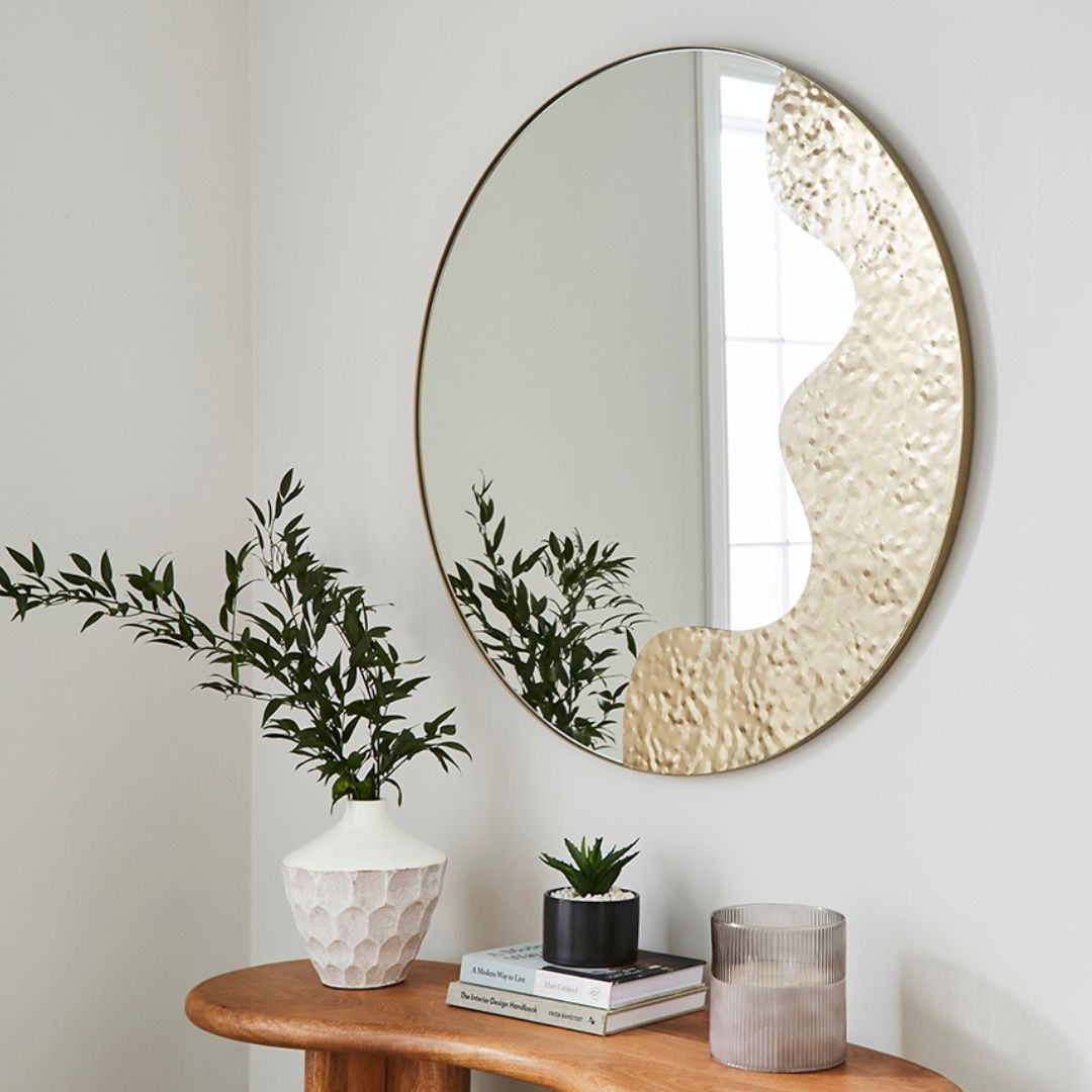 Pagazzi Ripple Antique Brass Round Mirror