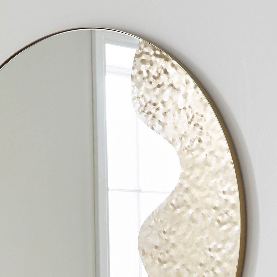 Pagazzi Ripple Antique Brass Round Mirror
