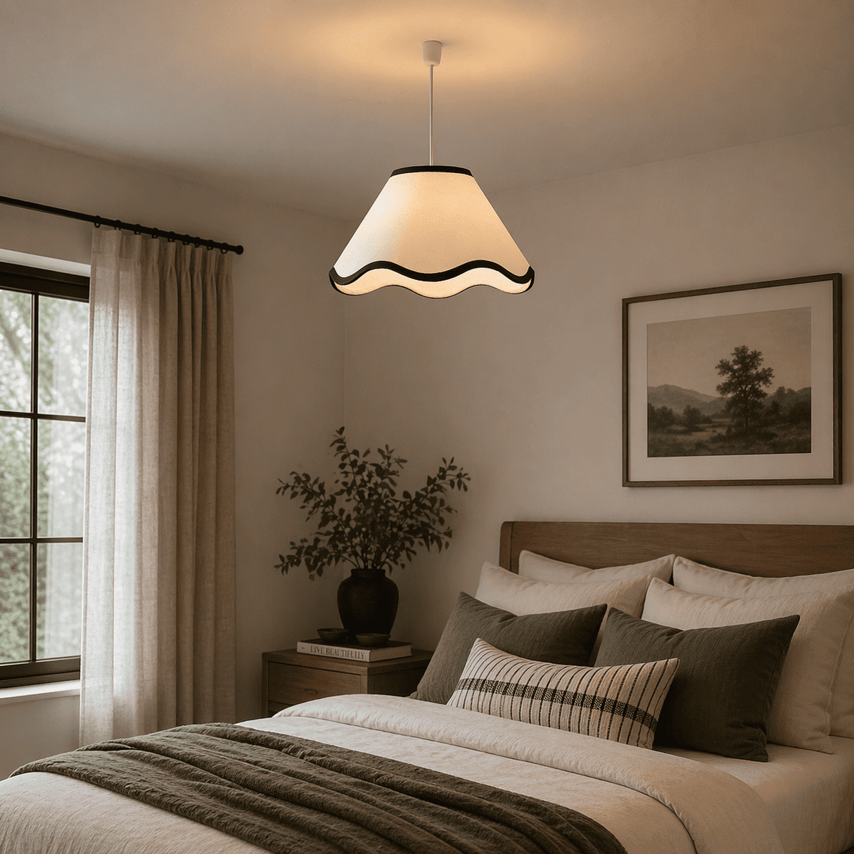 Pagazzi Ripple Off White & Black Lampshade - 27cm