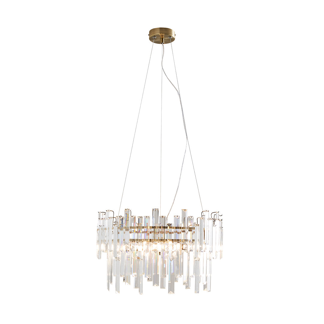 Pagazzi Onega 3 Light Antique Brass & Glass Pendant Ceiling Light