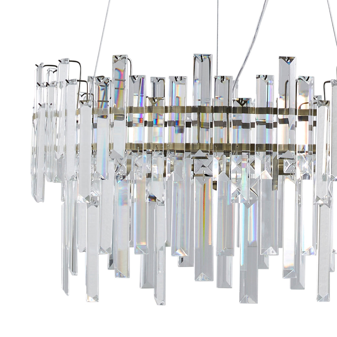 Pagazzi Onega 3 Light Antique Brass & Glass Pendant Ceiling Light