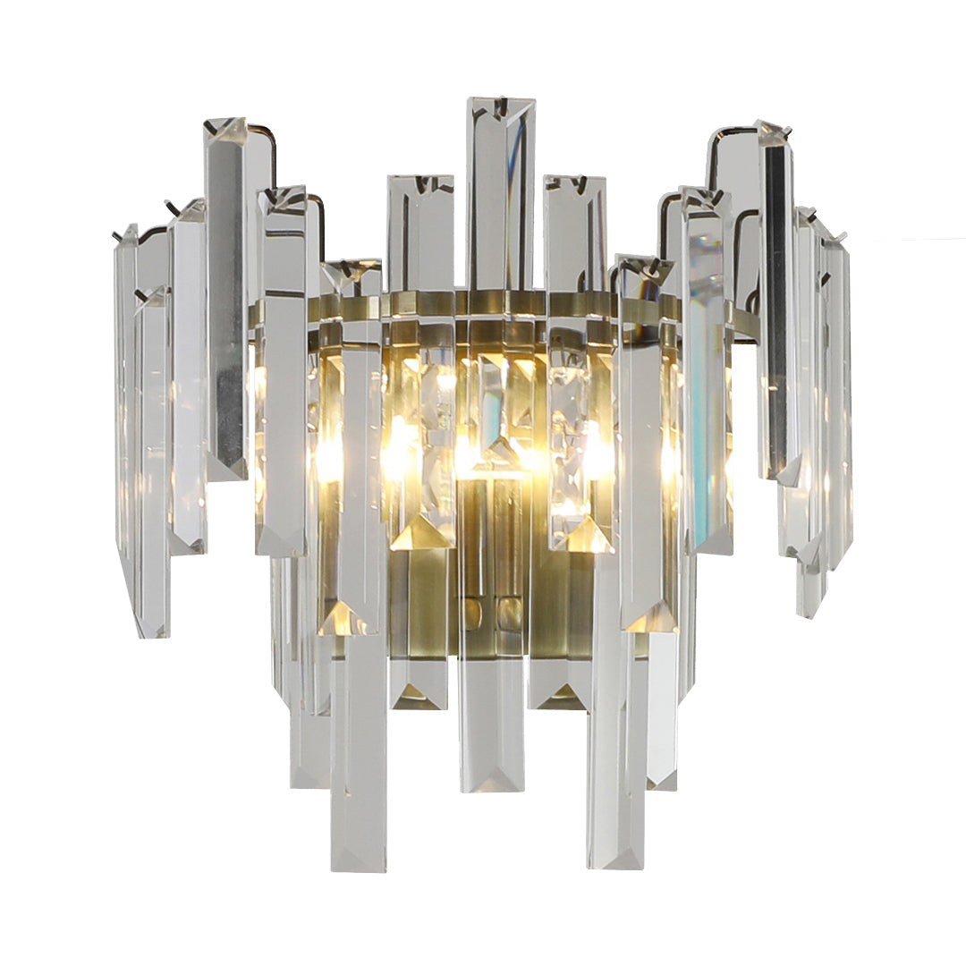 Pagazzi Onega Antique Brass Glass Crystal Wall Light