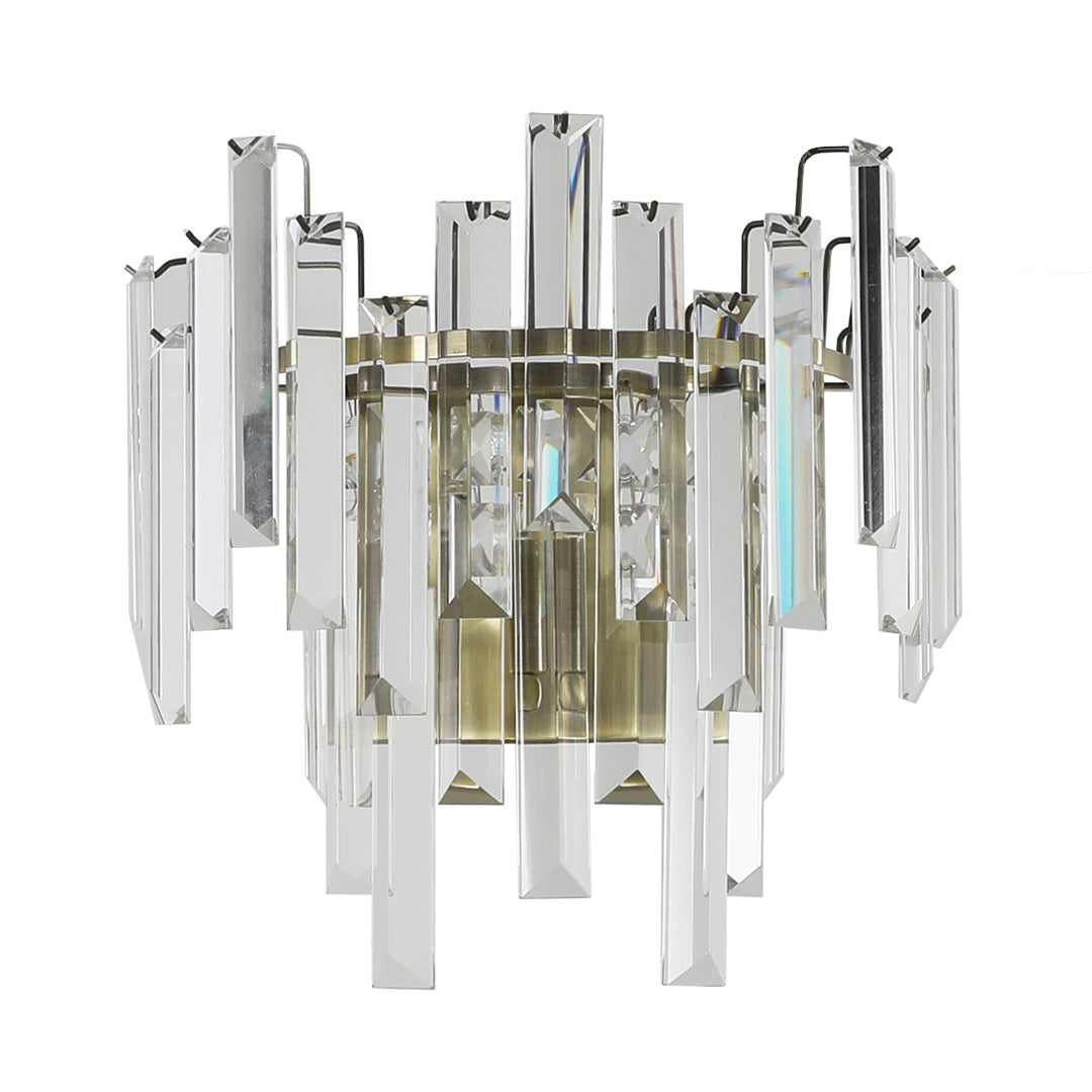 Pagazzi Onega Antique Brass Glass Crystal Wall Light