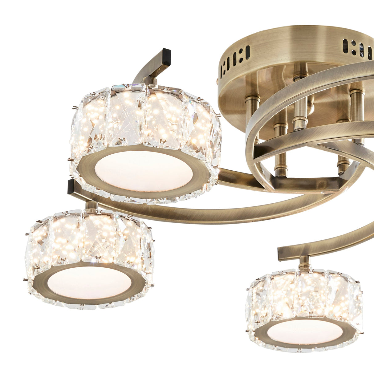 Pagazzi 5 Light Antique Brass LED Semi Flush Ceiling Light