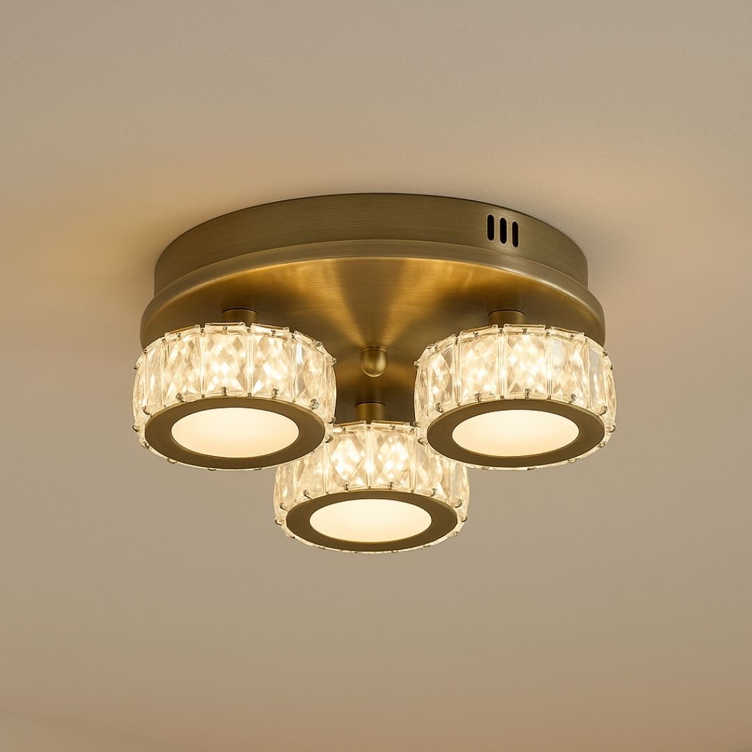 Pagazzi Dilan 3 Light Antique Brass LED Flush Ceiling Light