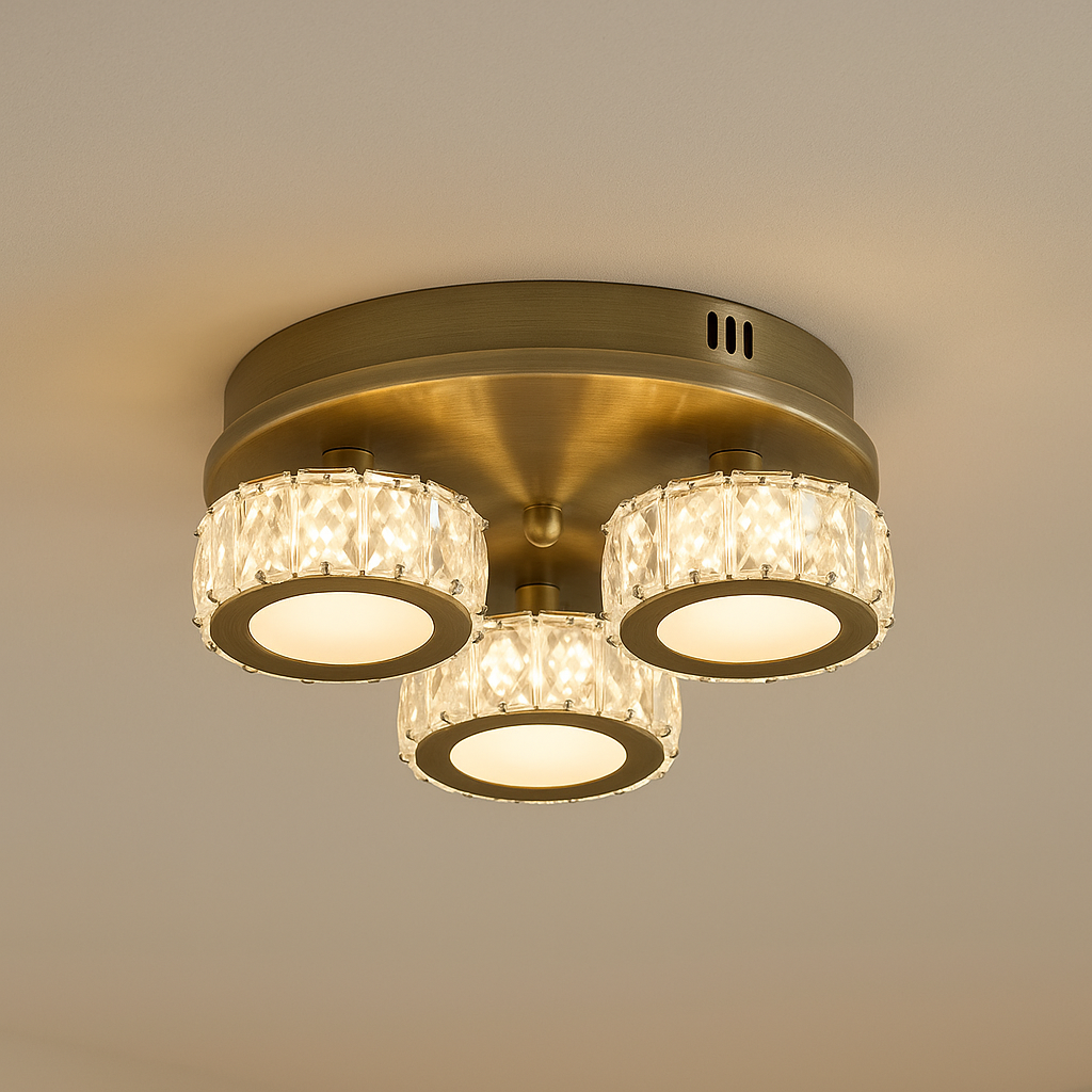 Pagazzi Dilan 3 Light Antique Brass LED Flush Ceiling Light