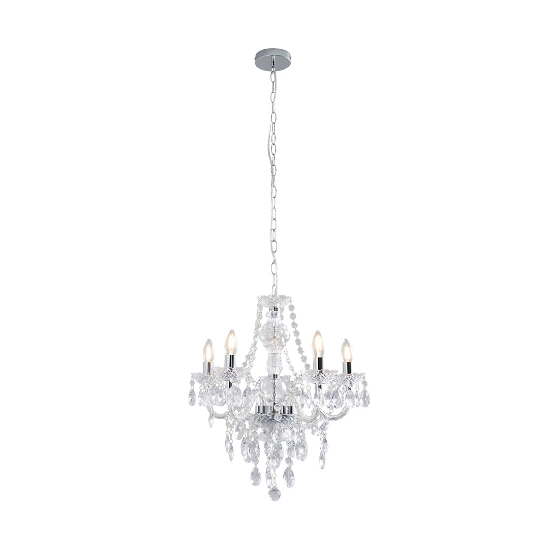 Pagazzi Vivienne 5 Light Chrome & Clear Chandelier Ceiling Pendant