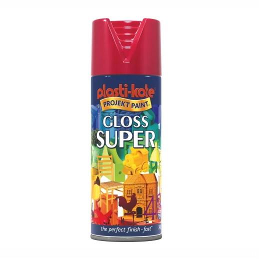 Image - Plasti-Kote Gloss Super Spray Paint, 400ml, Bright Red