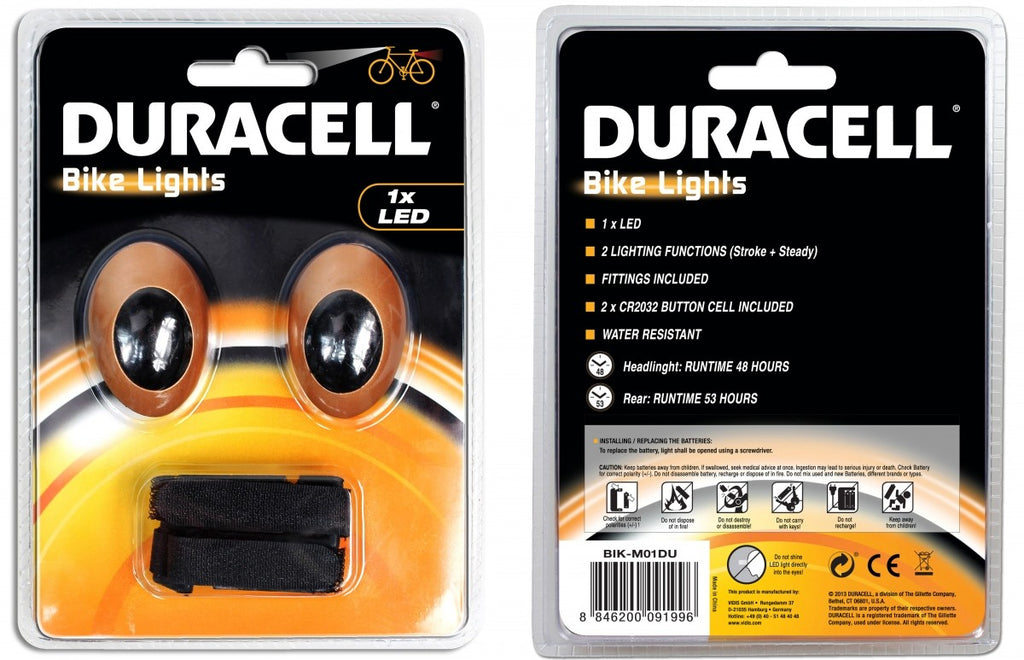 Image - Duracell LED Bike Light, 2pcs, Black/Gold