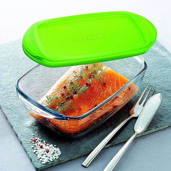 Image - Pyrex Cook & Store Glass Rectangular Dish High Resistance with Lid, 23x15x6cm