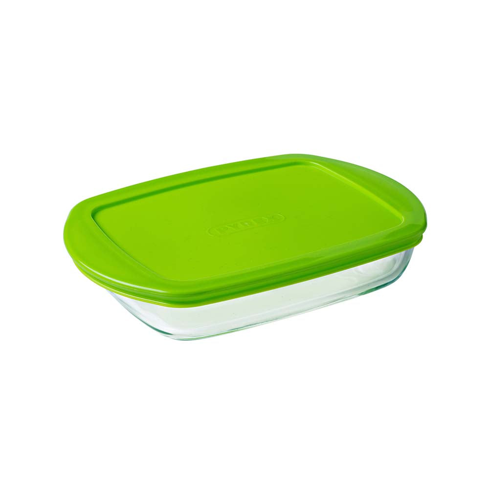 Image - Pyrex Cook & Store Glass Rectangular Dish Shallow Version High Resistance with Lid, 23x15x4cm
