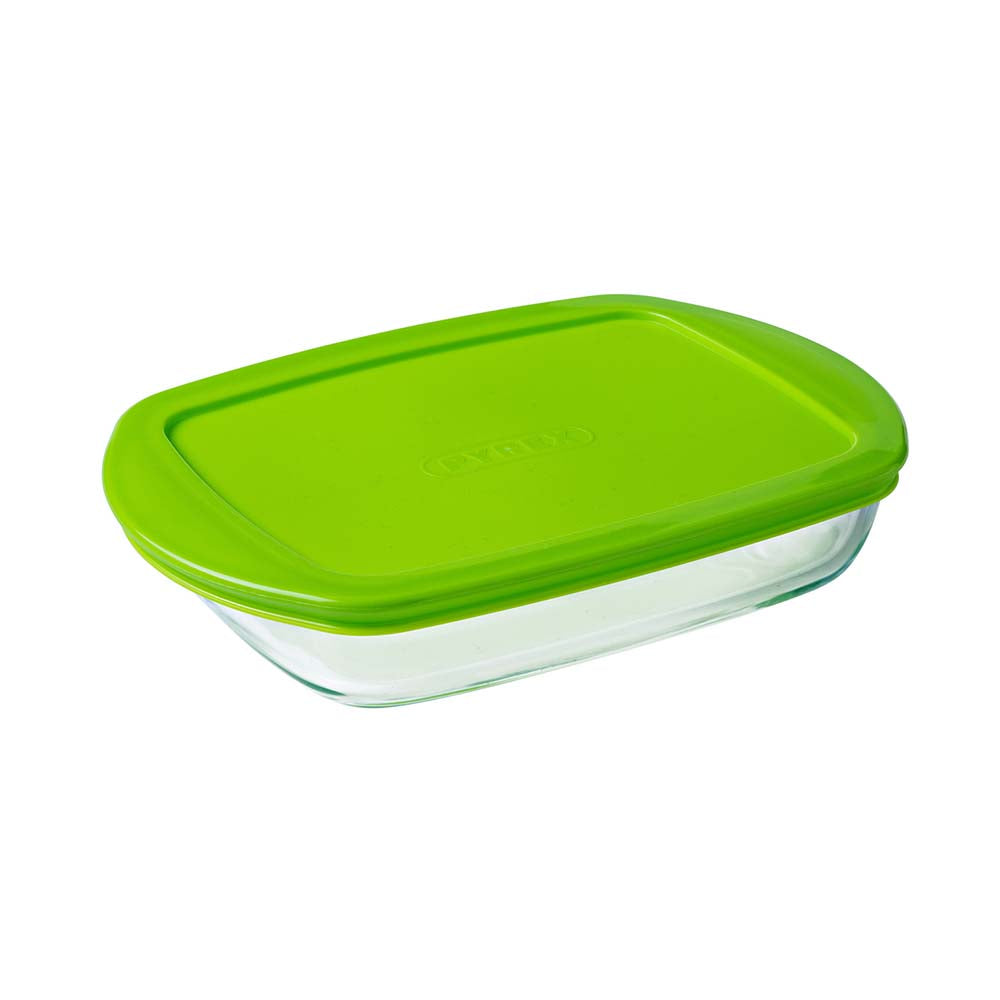 Image - Pyrex Cook & Store Glass Rectangular Dish Shallow Version High Resistance with Lid, 28x20x5cm