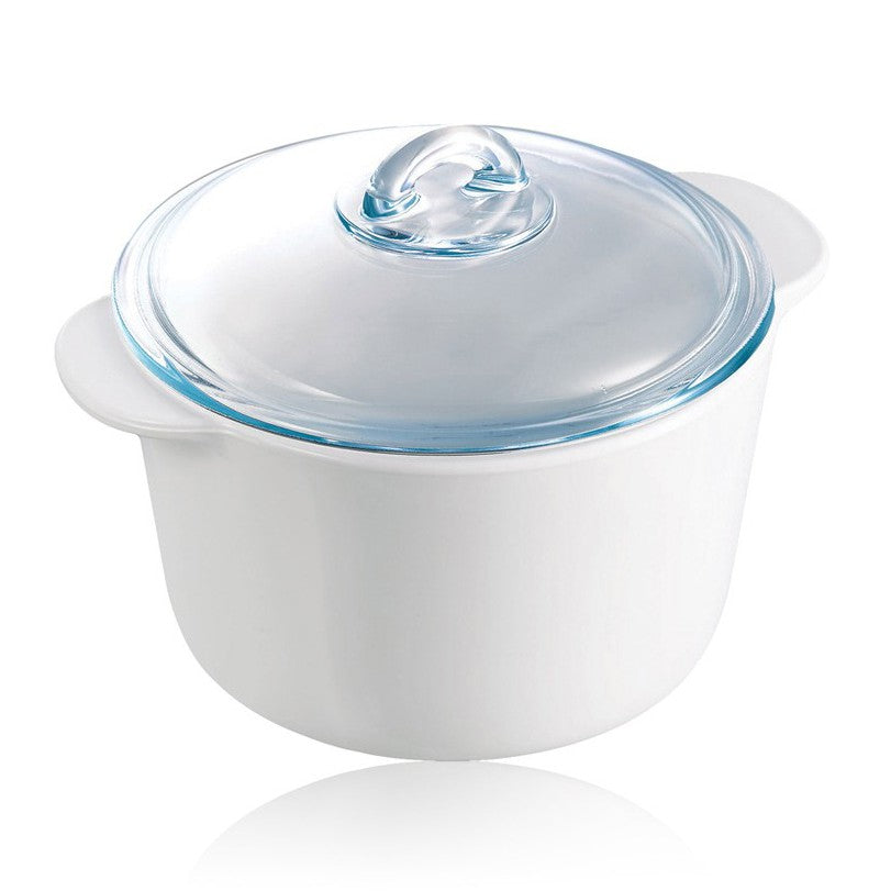 Image - Pyrex Flame Vitro-Ceramic Round Casserole + Glass Lid, 1L
