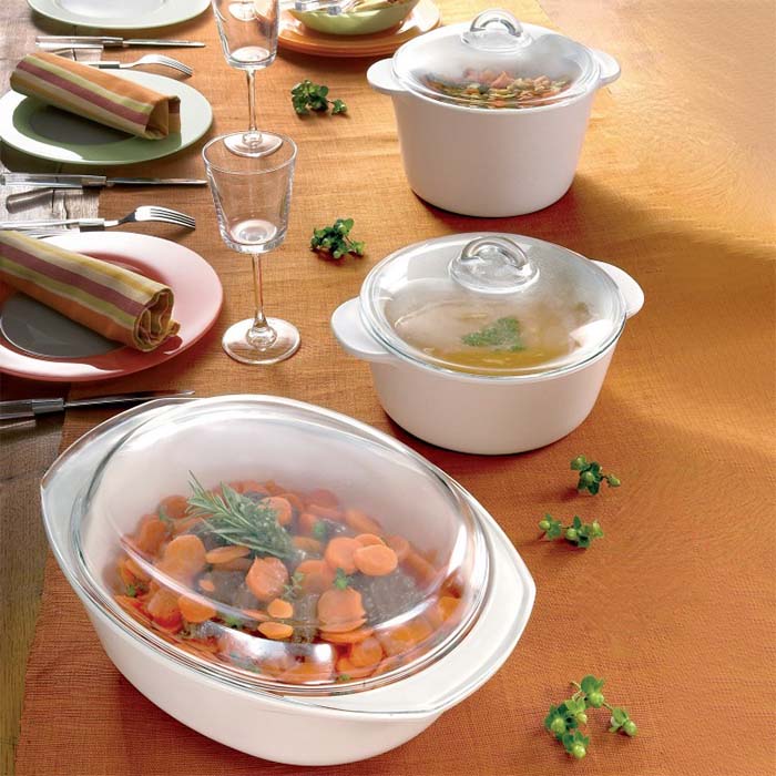 Image - Pyrex Flame Vitro-Ceramic Round Casserole + Glass Lid, 3L