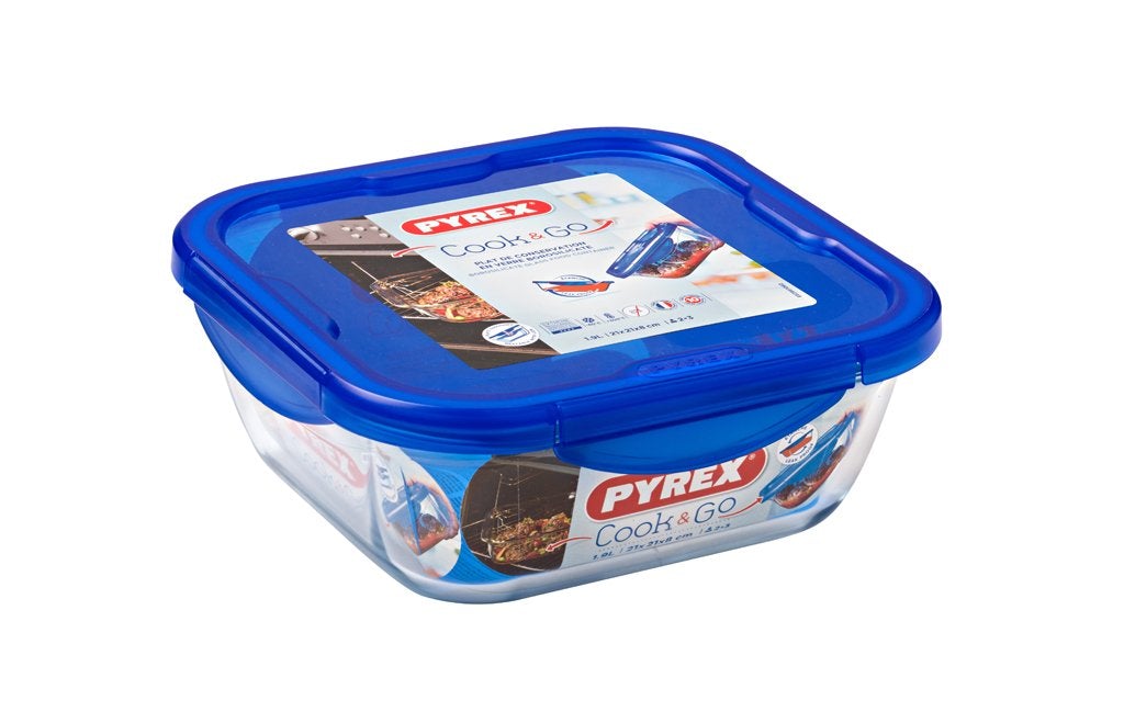 Image - Pyrex Cook & Go Glass Square Dish With Lid 16x16x6cm