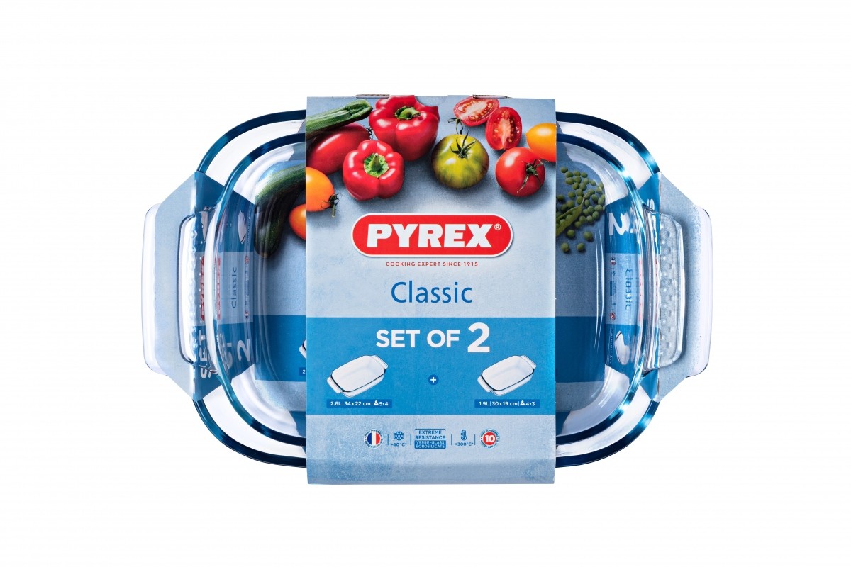 Image - Pyrex Classic Easy Grip 2pc Medium Roaster Set