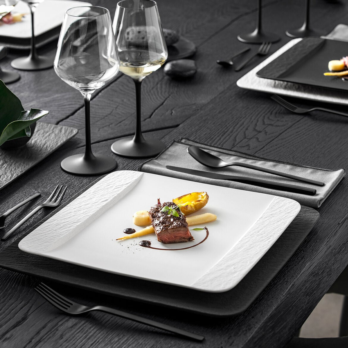 Image - Villeroy & Boch Manufacture Rock Blanc Square Dinner Plate, White, 28x28x2cm