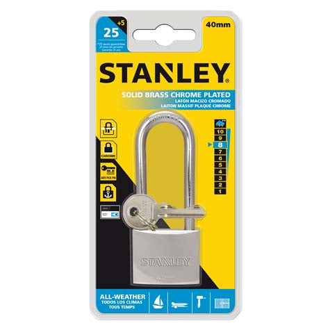 Image - Stanley Chrome Plated Padlock 40mm