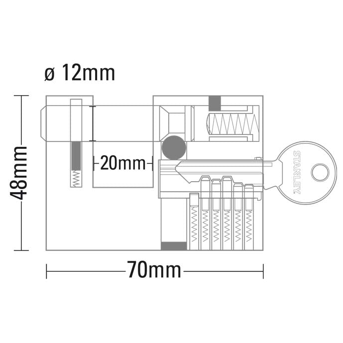Image - Stanley Solid Brass Bayonette Padlock, 70mm