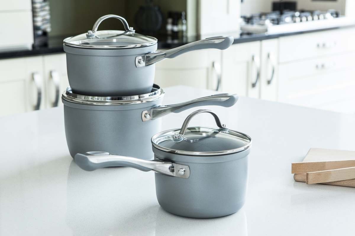 Image - Prestige Prism Non Stick 3 Piece Cookware Set, Silver