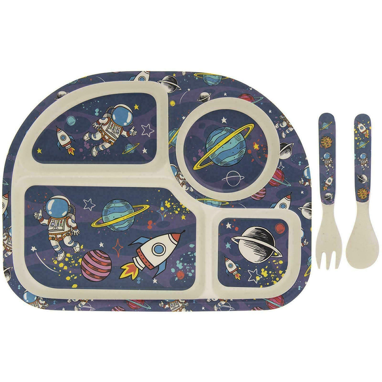 Image - Eco Friendly Bamboo Feeding Set, Space Theme