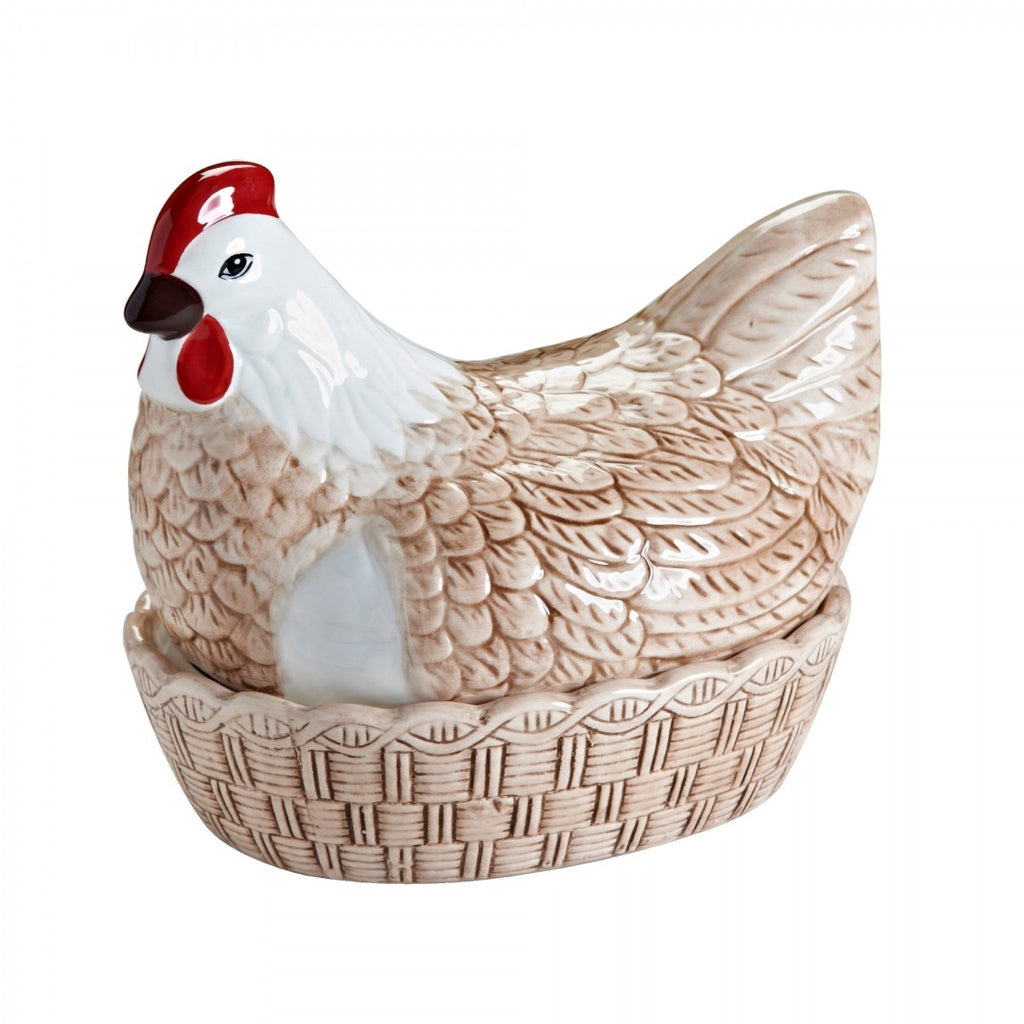 Image - Mason Cash Rise & Shine Printed Hen Nest Storage, White and Brown