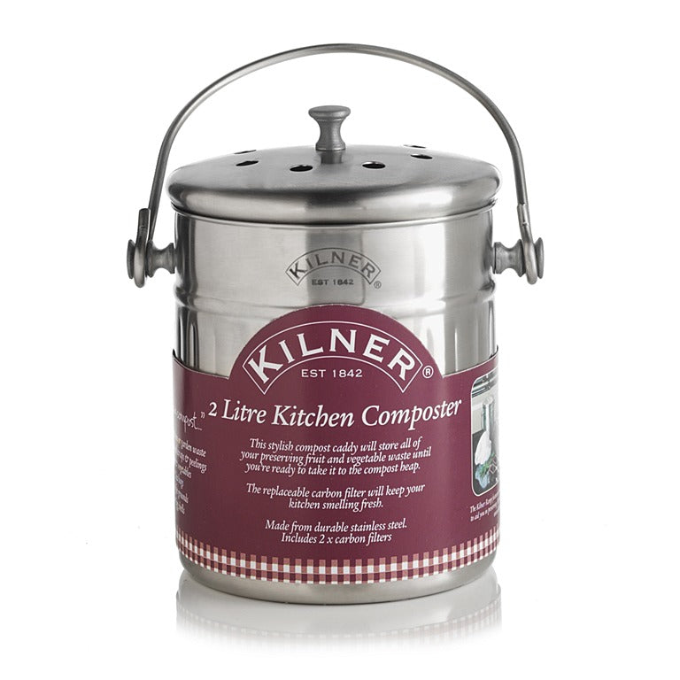 Image - Kilner Stainless Steel Kitchen Compost Bin, 2.0L, Silver