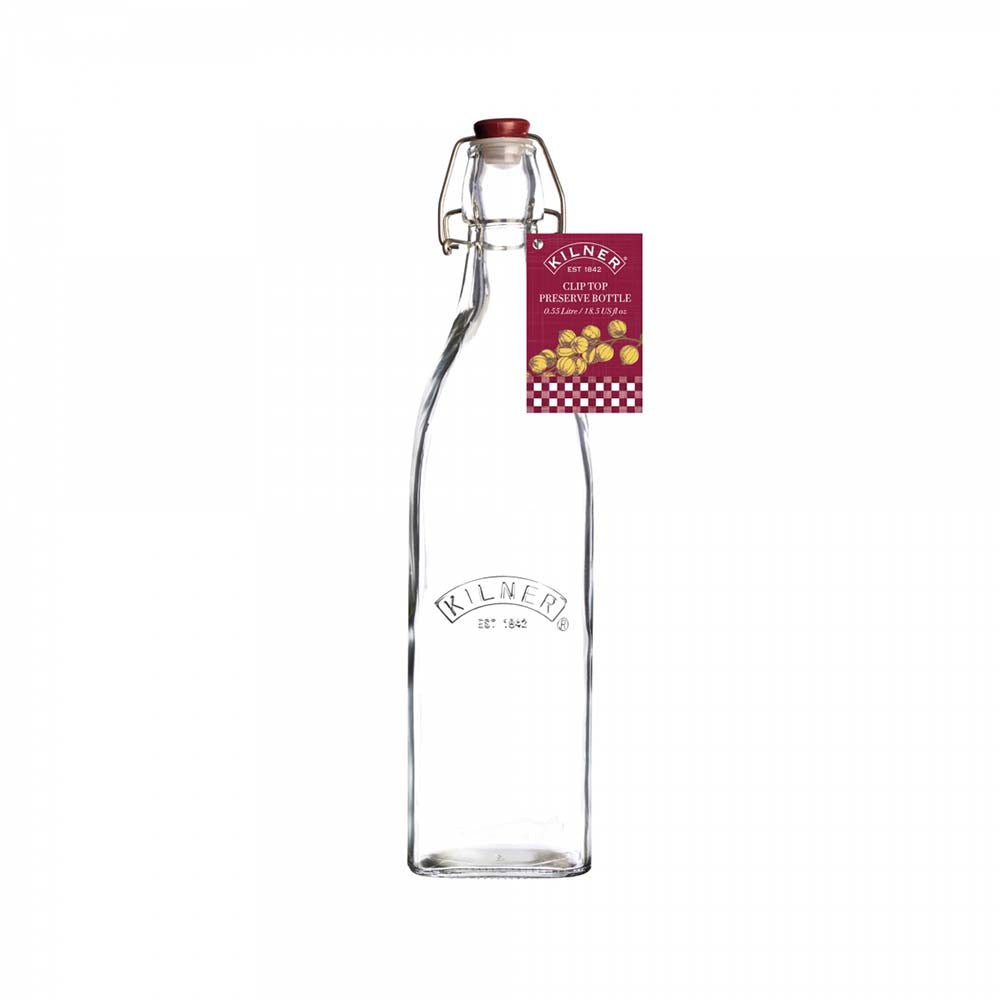 Kilner Clip Top Square Bottle, 0.55L