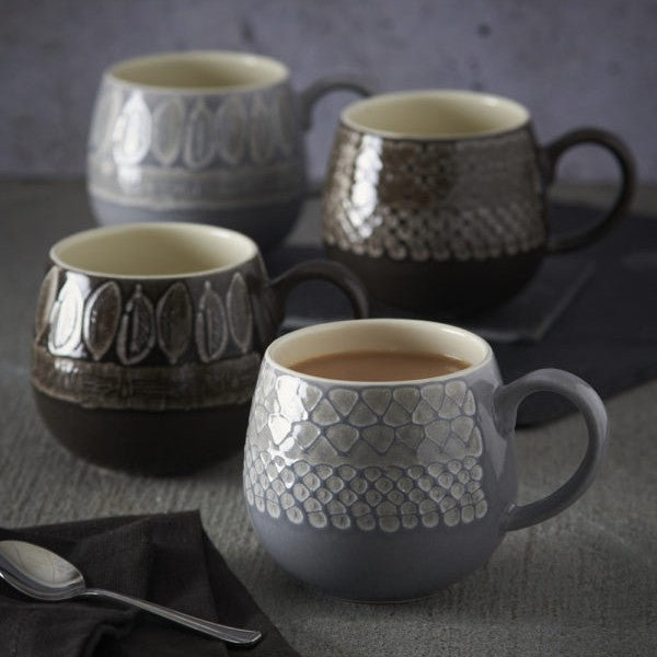 Mason Cash Impressions Leaf Mug, 350ml, Grey