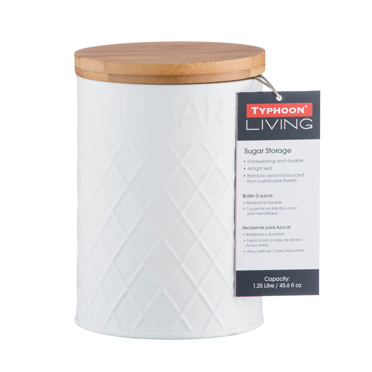 Typhoon Embossed Sugar Storage, White