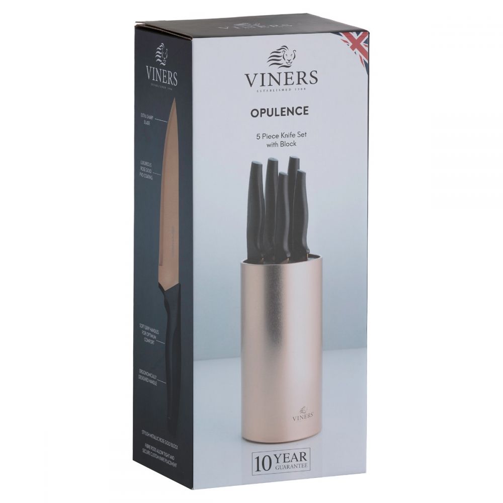 Image - Viners Opulence Rose Gold 5 Piece Knife Block Set