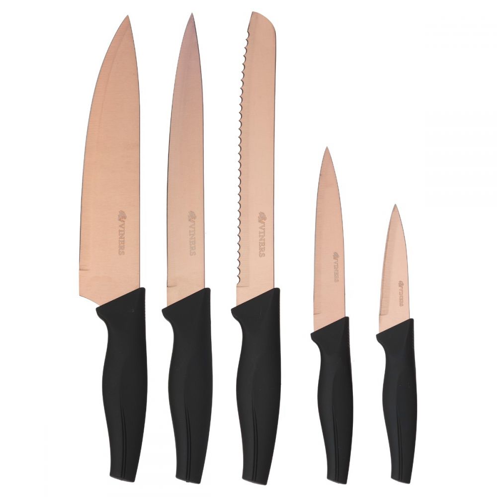 Image - Viners Opulence Rose Gold 5 Piece Knife Block Set