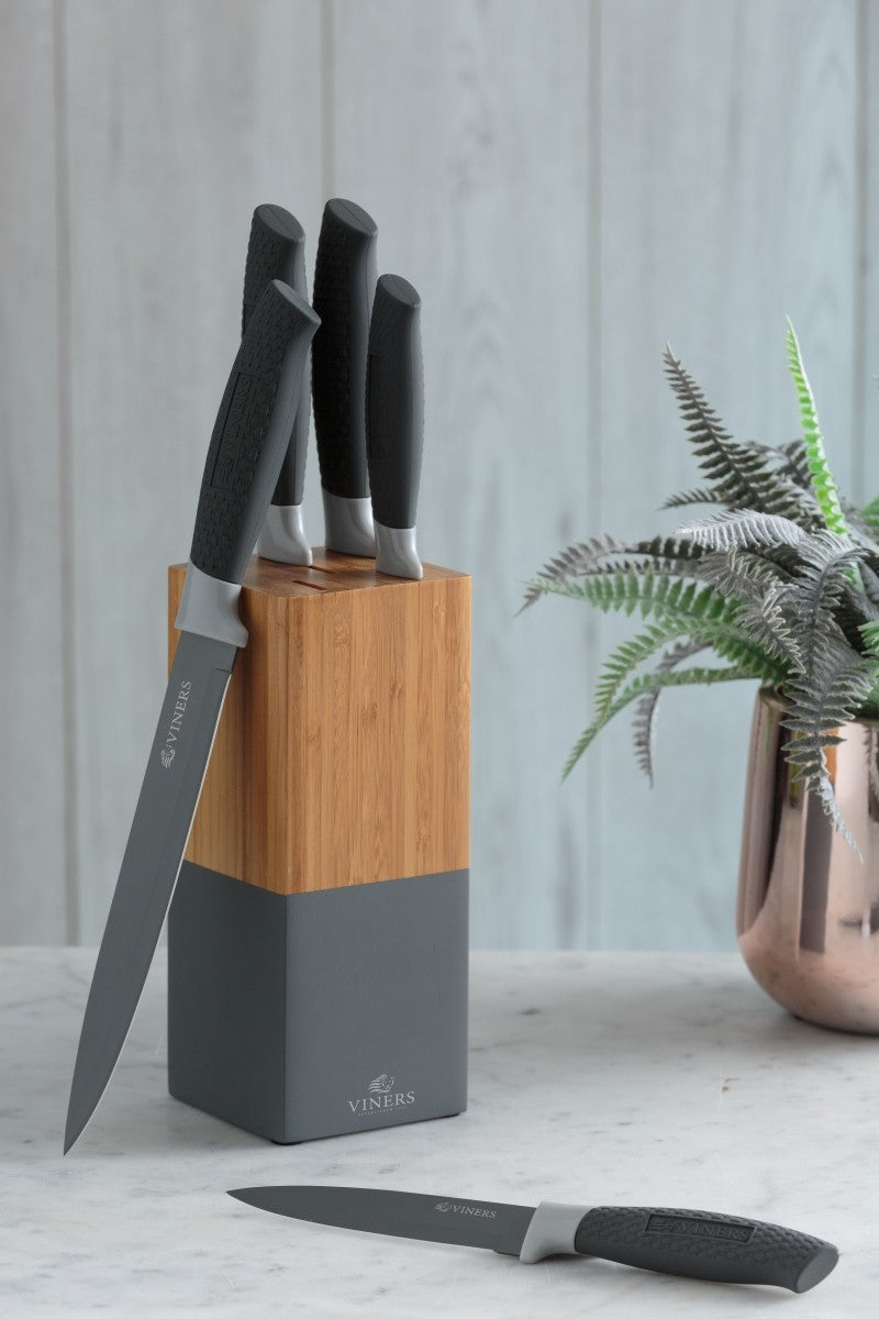 Image - Viners Horizon Knife Block Set, 5pc, Grey