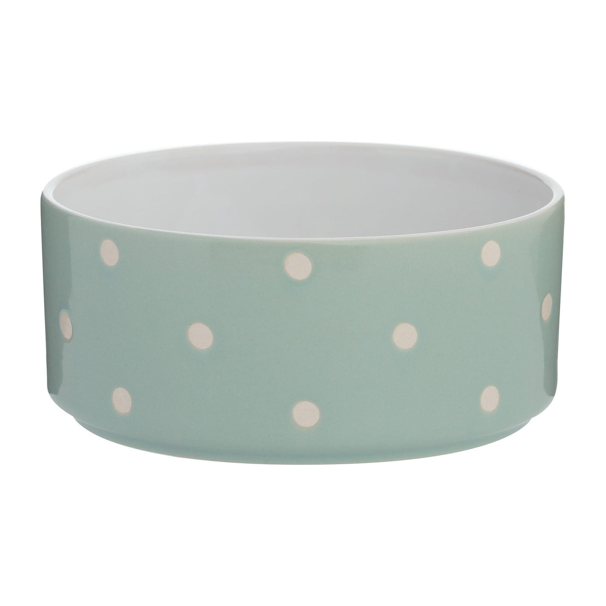 Mason Cash Polka Dot Dog Bowl, Sage, 18cm