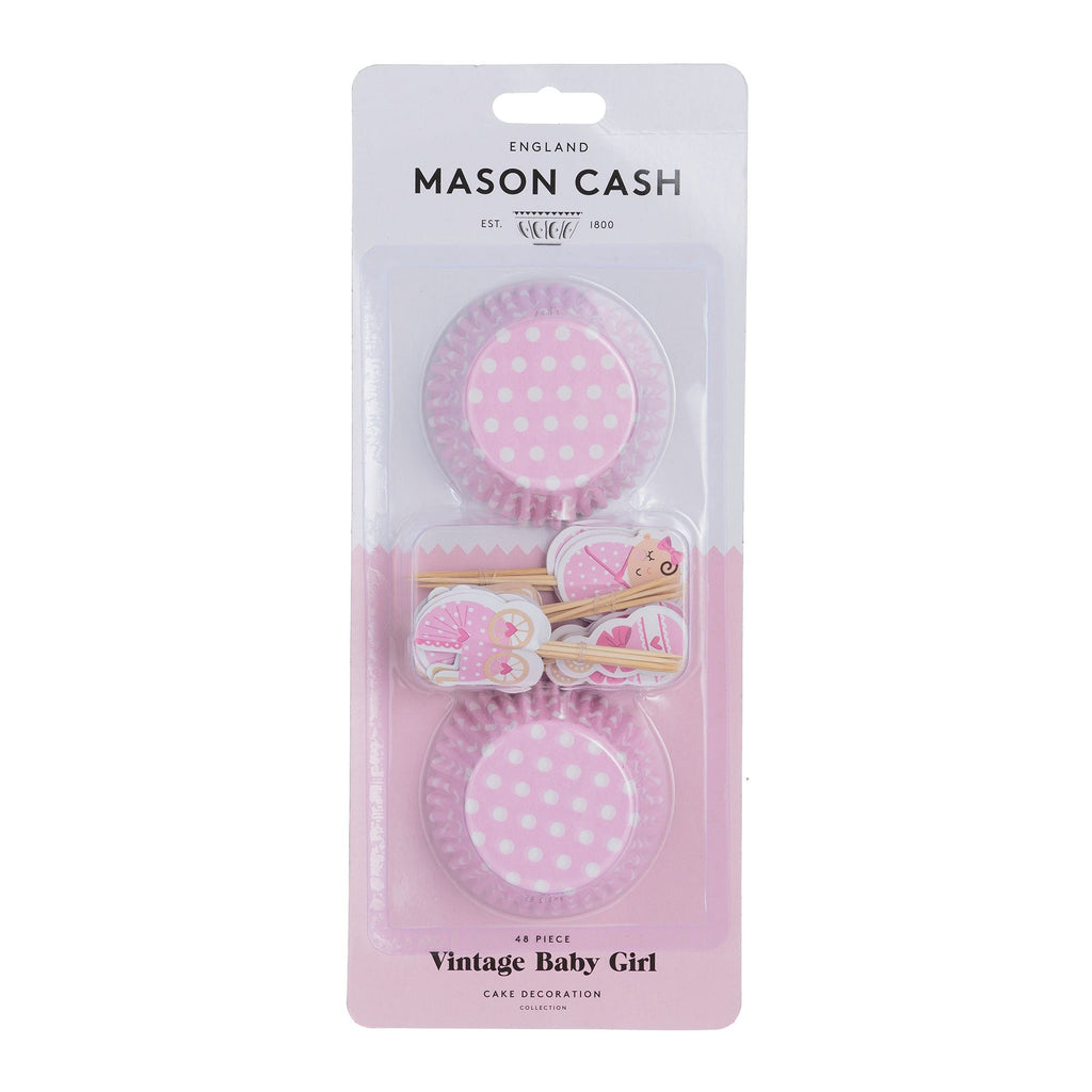 Image - Mason Cash 48 Vintage Baby Girl Cupcake Case & Toppers