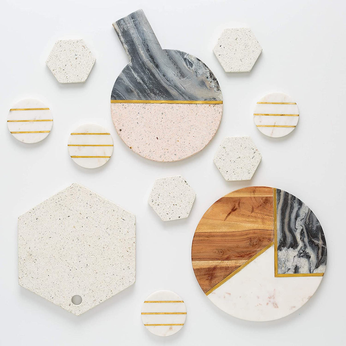 Image - Typhoon Elements Set Of 4 Marble/Brass Round Coasters