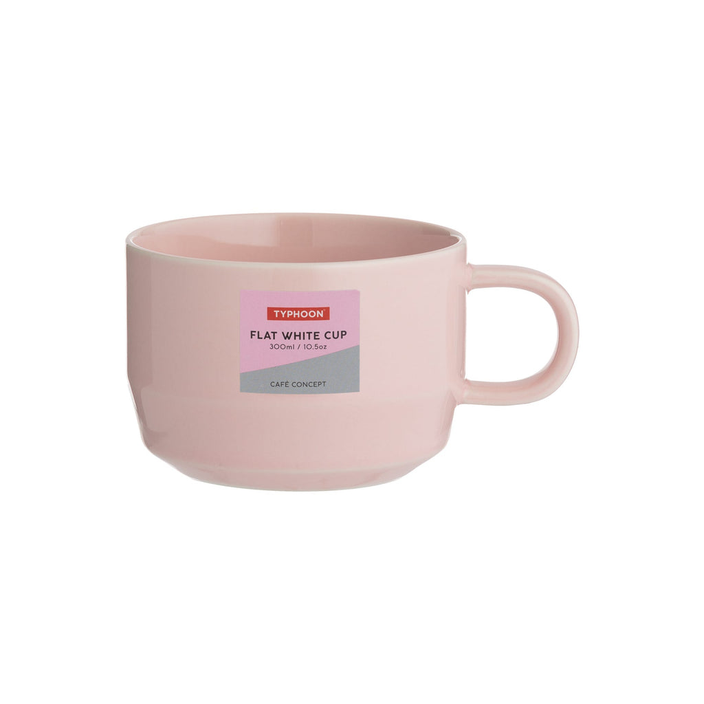 Typhoon Cafe Concept Ceramic Flat Mug, 300ml, Pink