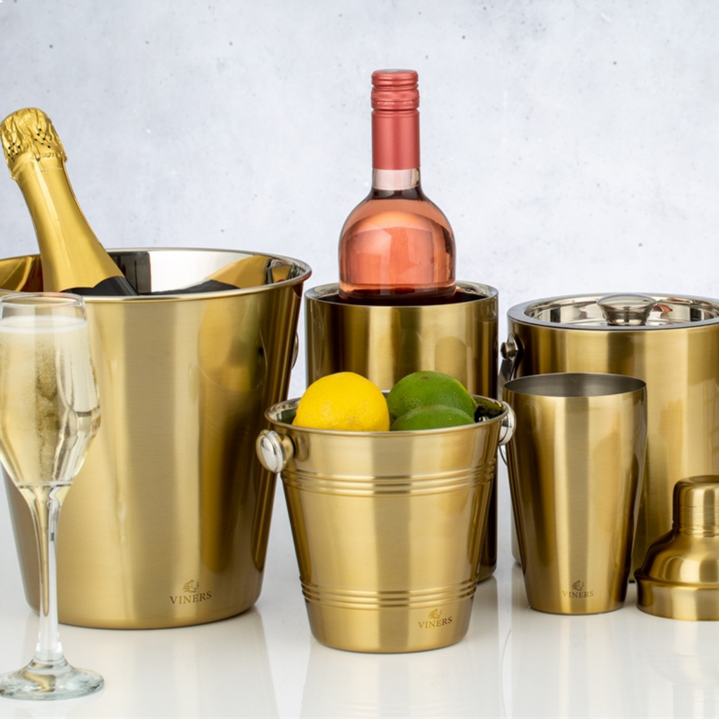 Image - Viners Barware 1.5l Gold Double Wall Ice Bucket