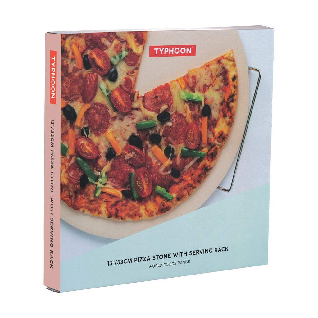 Typhoon World Foods Pizza Stone With Serving Rack, 13in