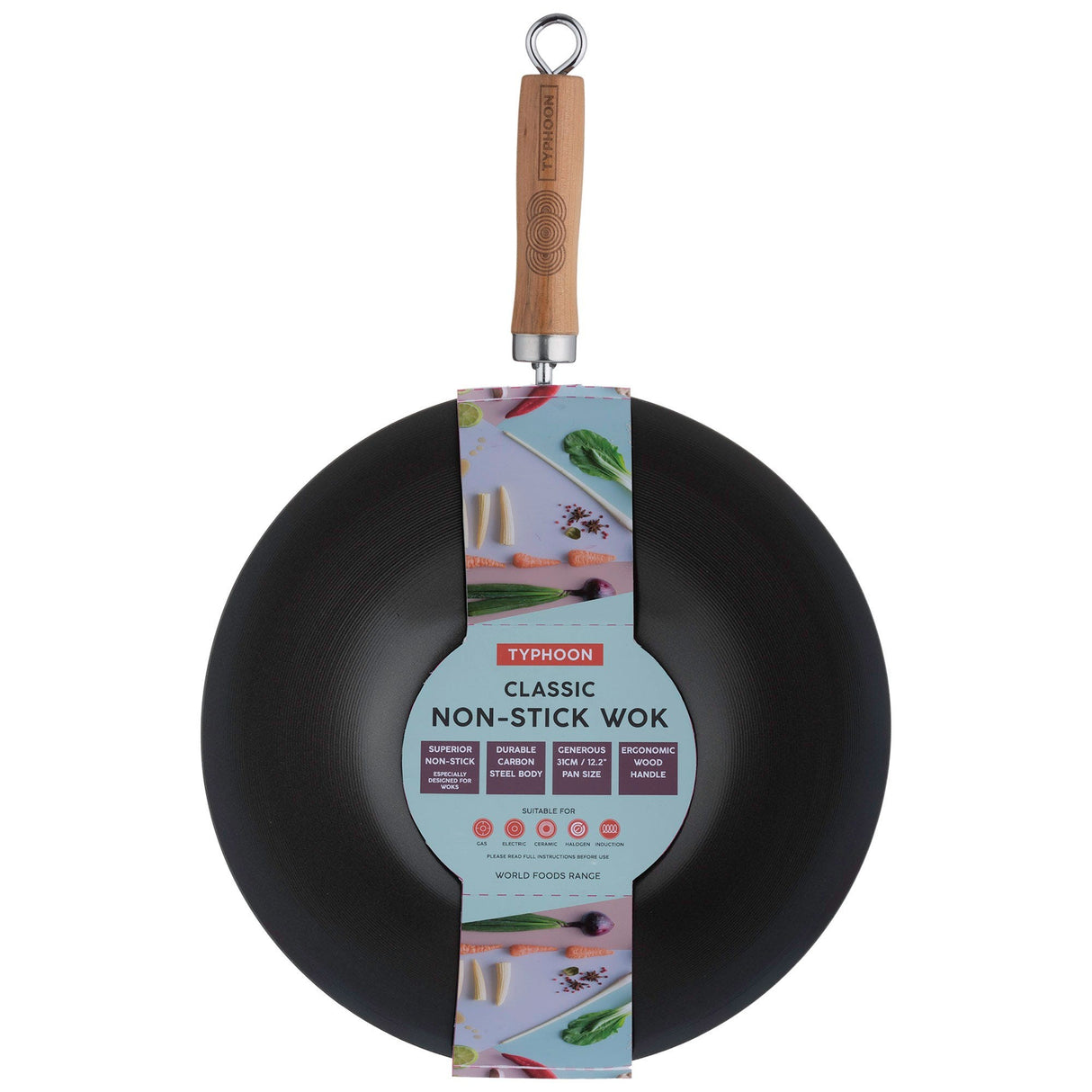 Typhoon World Foods Wok, 31cm/12.2in, Black