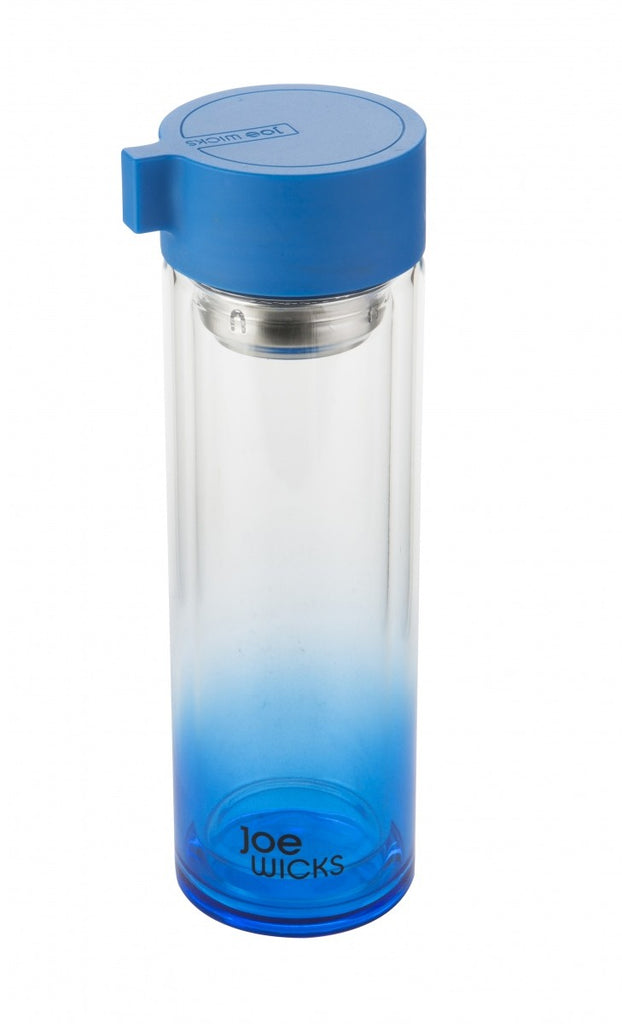 Image - Joe Wicks, Crystal Glass Water Bottle, 350ml, Blue