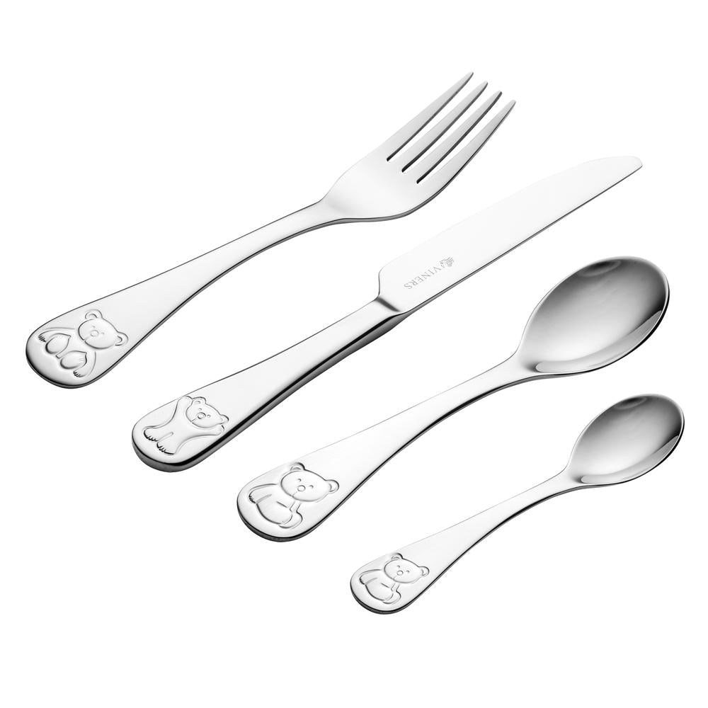 Image - Viners Bertie Bear 4 Piece Kids Stainless Steel Cutlery Set