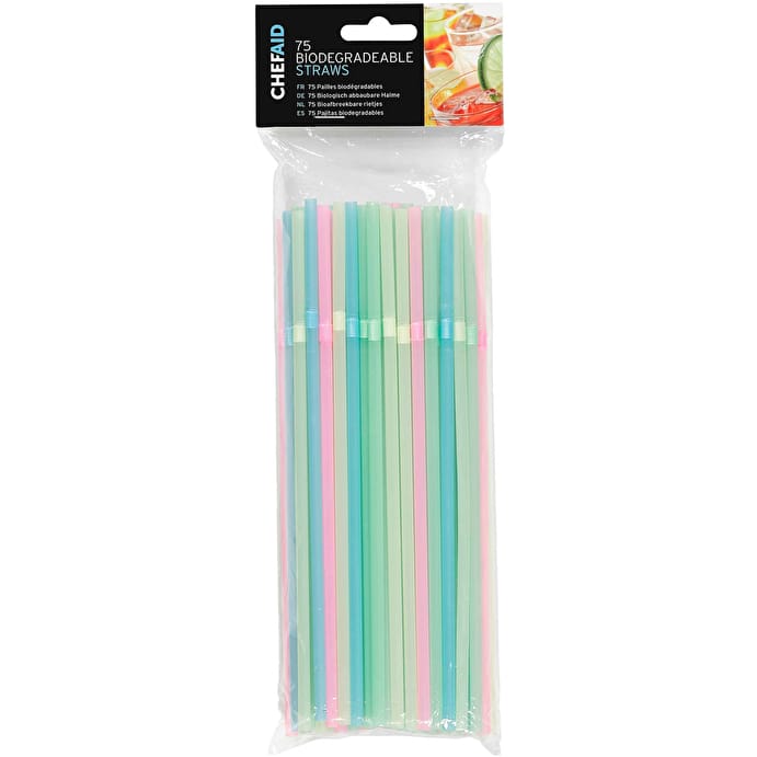 Image - Chef Aid, 75 Biodegradable Straws, Assorted