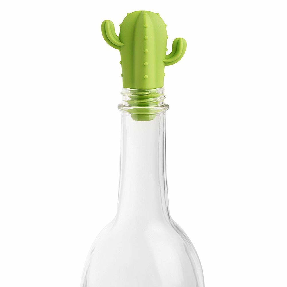 Image - Cactus Wine Stopper and Markers Set, Multicolour