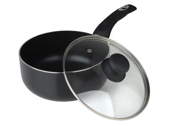 Image - Pendeford Diamond Range 18cm Non Stick Sauce Pan & Lid, Black