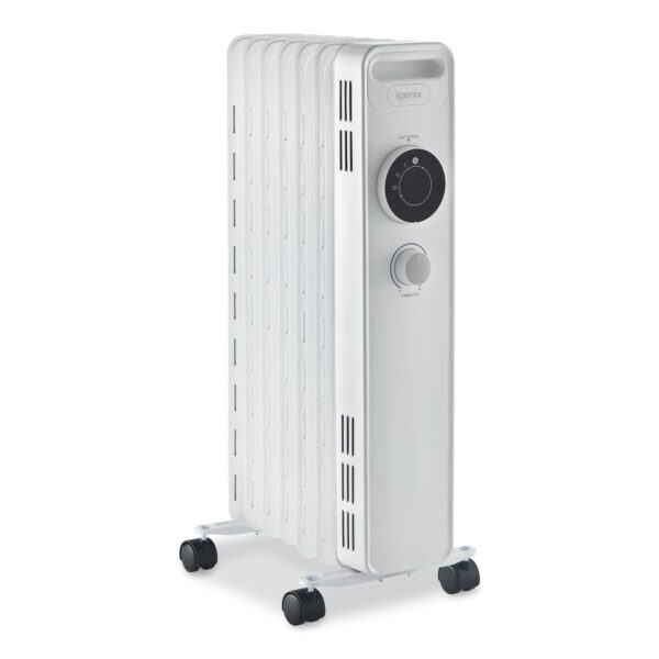 Image - Igenix Oil Filled Radiator, 1.5kW/1500W, Overheat Protection, White