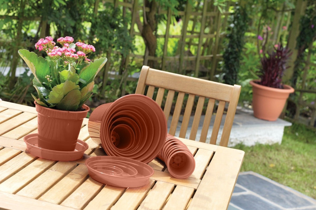 Image - Whitefurze Basic Garden Plant Pot Saucer, 10cm, Set of 5, Terracotta